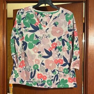 Boden Floral Top - Pink, Green, Navy